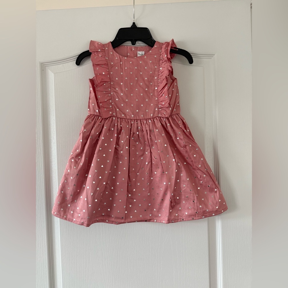 NWOT - Simple Joys by Carter's - Pink Dress with Silver Hearts - Size 4T